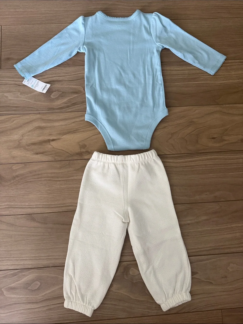 Carter's Light Blue 'Snow Day' Long-Sleeve One-Piece with Cream Pants